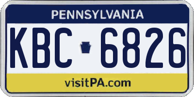 PA license plate KBC6826