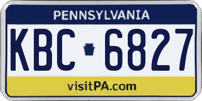 PA license plate KBC6827