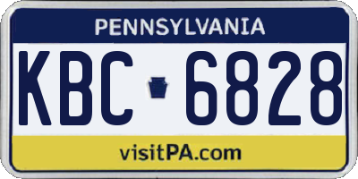 PA license plate KBC6828
