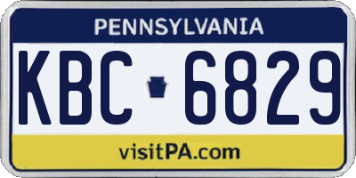 PA license plate KBC6829