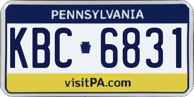 PA license plate KBC6831