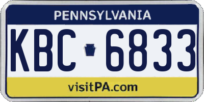 PA license plate KBC6833