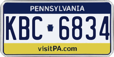 PA license plate KBC6834
