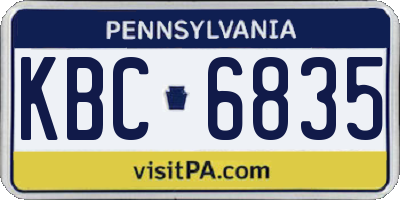 PA license plate KBC6835