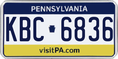 PA license plate KBC6836