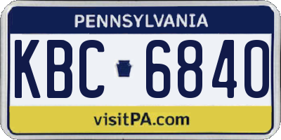 PA license plate KBC6840