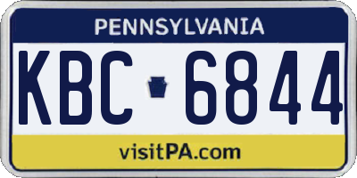 PA license plate KBC6844