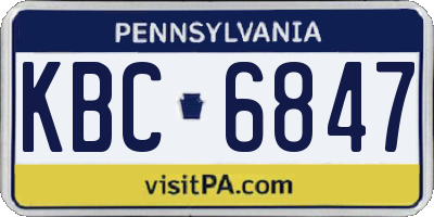 PA license plate KBC6847