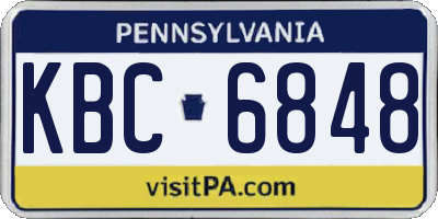 PA license plate KBC6848