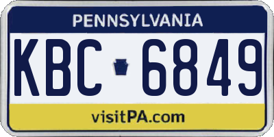 PA license plate KBC6849