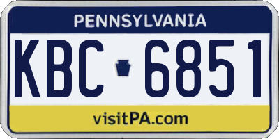 PA license plate KBC6851