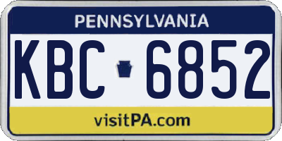 PA license plate KBC6852