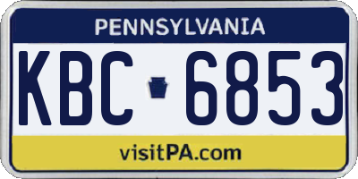 PA license plate KBC6853