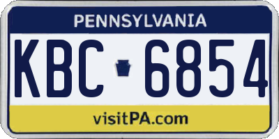PA license plate KBC6854