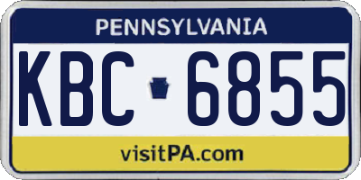 PA license plate KBC6855