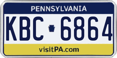 PA license plate KBC6864