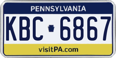 PA license plate KBC6867
