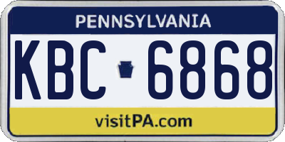 PA license plate KBC6868