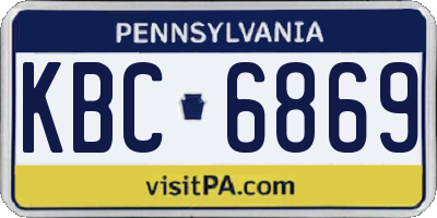PA license plate KBC6869