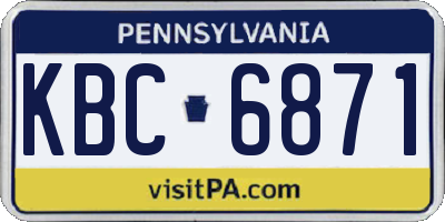 PA license plate KBC6871