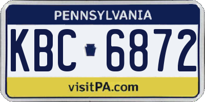 PA license plate KBC6872