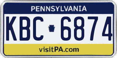 PA license plate KBC6874