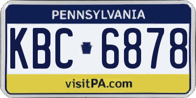 PA license plate KBC6878