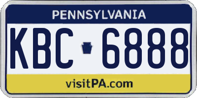 PA license plate KBC6888