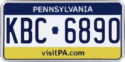 PA license plate KBC6890