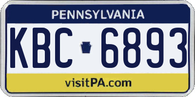 PA license plate KBC6893