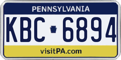 PA license plate KBC6894
