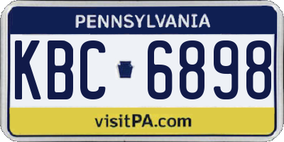 PA license plate KBC6898