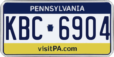 PA license plate KBC6904