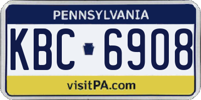 PA license plate KBC6908