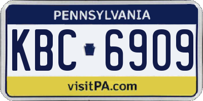 PA license plate KBC6909
