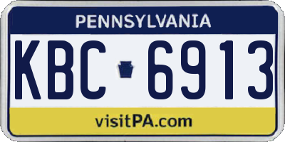 PA license plate KBC6913