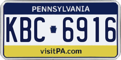 PA license plate KBC6916