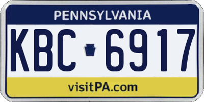 PA license plate KBC6917