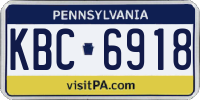PA license plate KBC6918