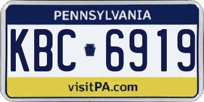 PA license plate KBC6919