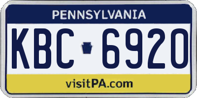PA license plate KBC6920