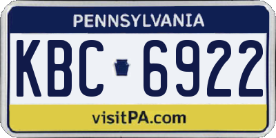 PA license plate KBC6922