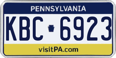 PA license plate KBC6923