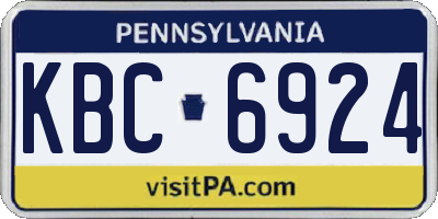 PA license plate KBC6924
