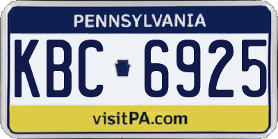 PA license plate KBC6925