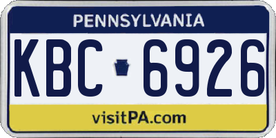 PA license plate KBC6926