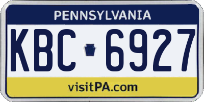 PA license plate KBC6927