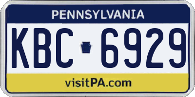 PA license plate KBC6929