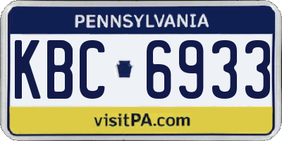 PA license plate KBC6933