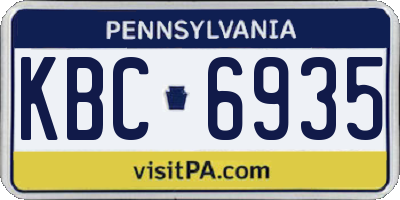 PA license plate KBC6935
